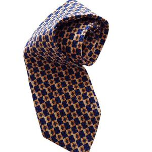 Alfani Men's Necktie 100% Italian Silk Tie Made in USA Blue Gold